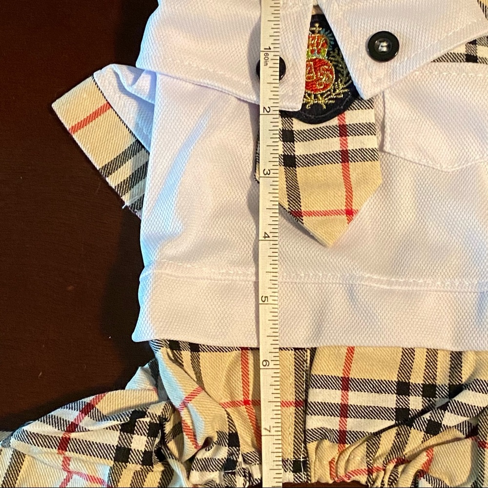 Preppy Dog Outfit w/Tie Plaid Design Size Small - Picture 4 of 4